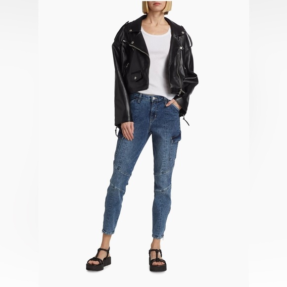 L’AGENCE Patton Skinny Cargo Jeans Solway Side Zip Mid Rise Moto Stretch - Picture 15 of 15